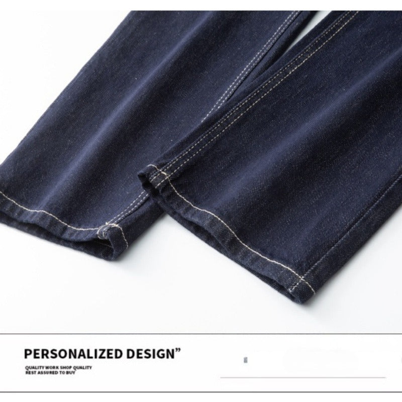 Denim Jacket & Jeans High-Street Trend Hip Hop Denim Pants Loose Fit Dark Blue Contrast Stitching Button Fly Straight Cut Raw Denim Jeans Streetwear Vintage Trousers (jacket and jeans must be purchased separately.)
