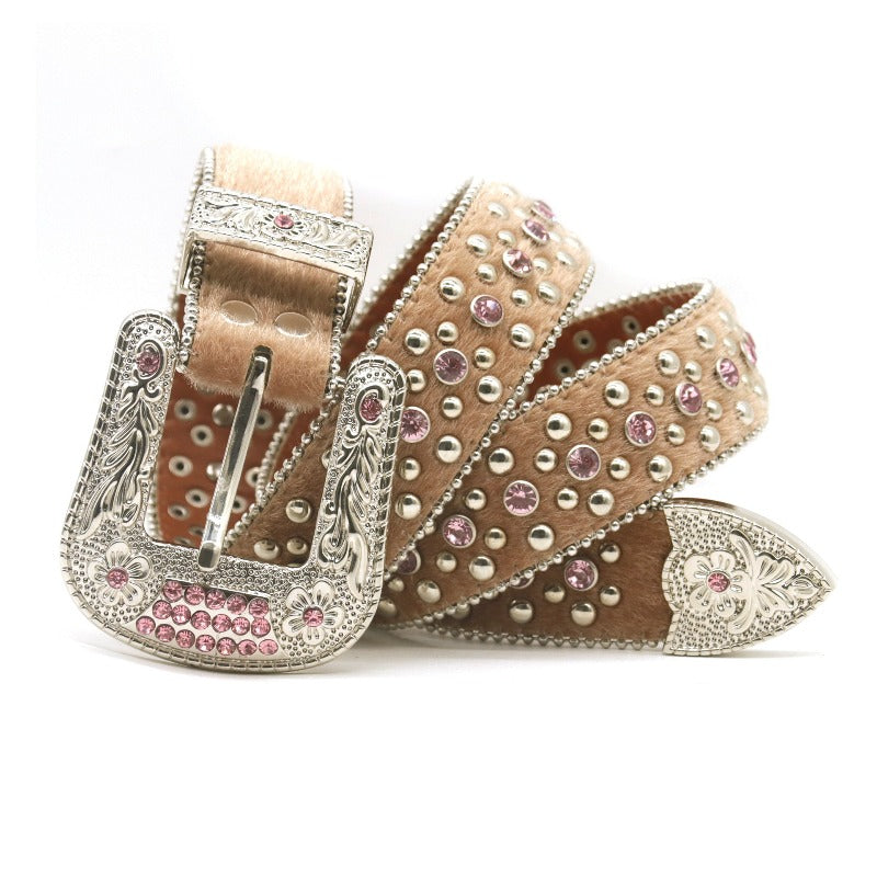 Hip-hop punk rhinestone belt punk style