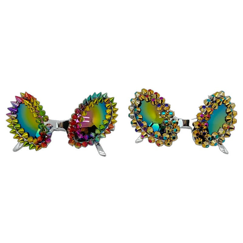 Trendy punk glasses rivet alien funny