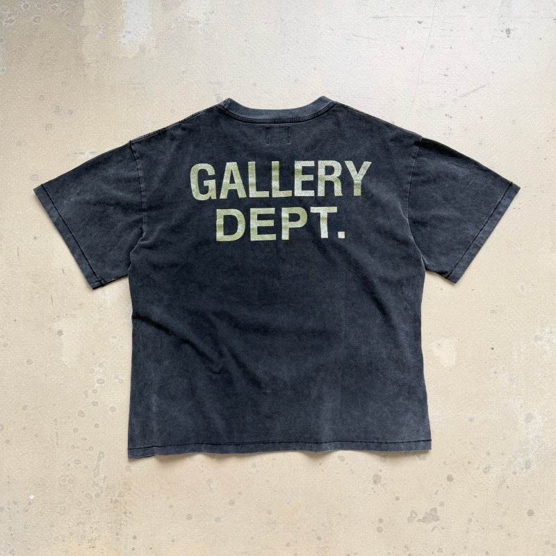 Unisex Vintage T Shirts GALLERY DEPT. 26SS THE WORLD IS OURS Limited Edition: Heavyweight, washed-and-distressed streetwear T-shirt featuring a boxy, cropped punk-inspired fit.