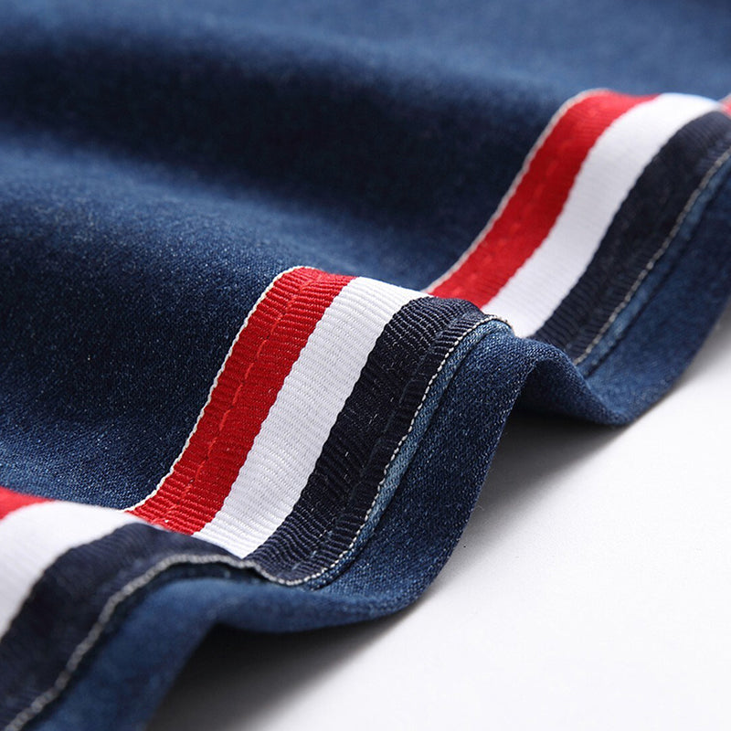 Mens Fashion Jeans Red stripes 7163# Pure cotton high quality