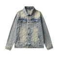 Denim Jacket & Jeans High-Street Trend Y2K Streetwear Jacket Vintage Yellow Mud Acid Wash Casual Denim Trucker Coat Loose Fit Outerwear (jacket and jeans must be purchased separately.)