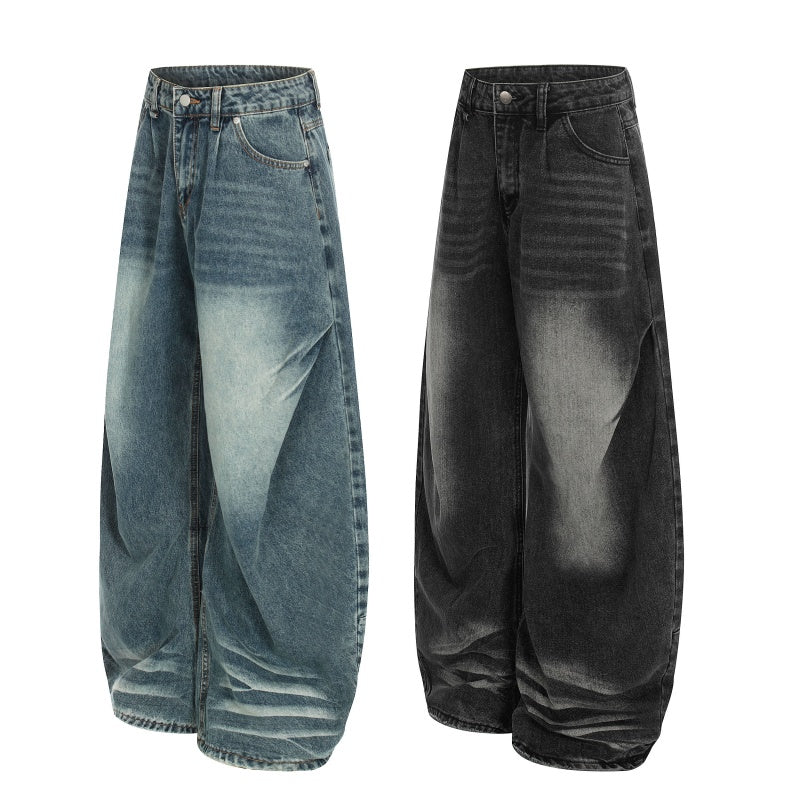 American-style streetwear harem pants Pleated Waist Curved Voluminous Silhouette