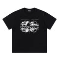 ERD T Shirts Black Base Quad Grid Animal Sketch Vintage Text Front Graphic