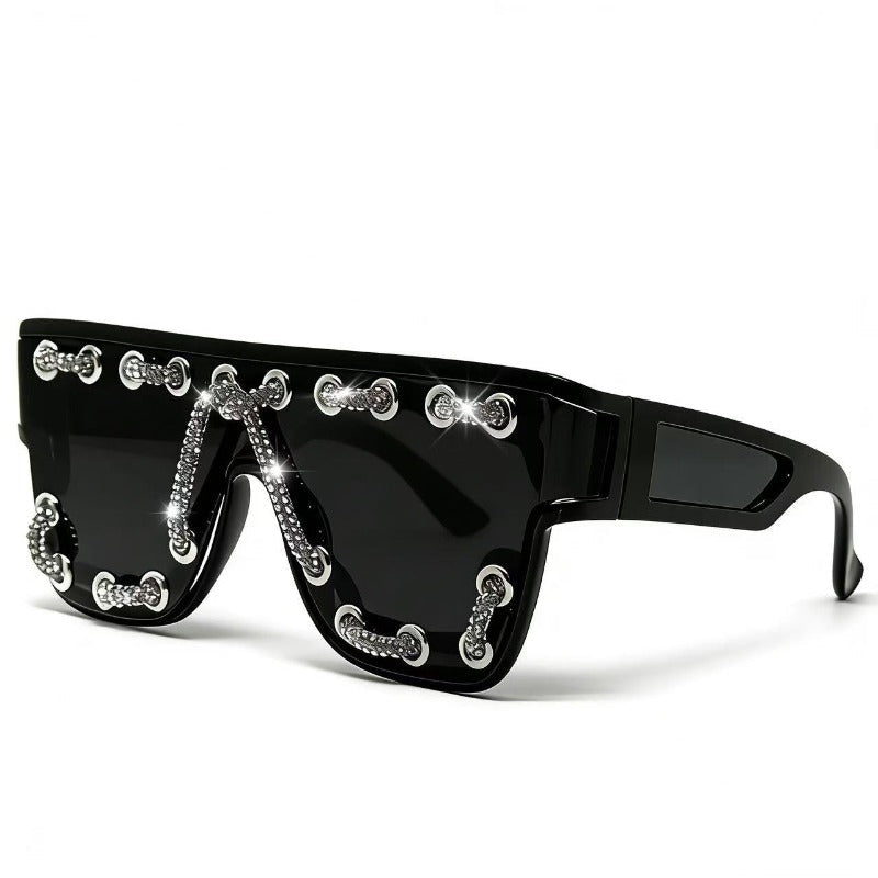 Trendy punk glasses sparkling diamond retro