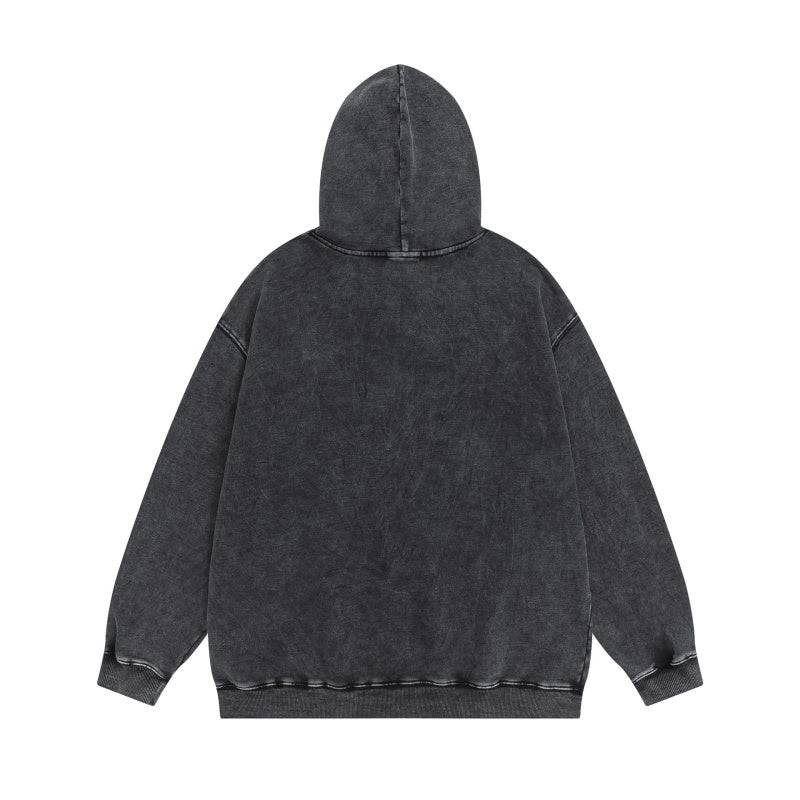 ERD Hoodie Vintage Washed Dark Layer Minimal Front Serif Lettering Graphic