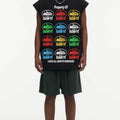 BIG FACE Drop-Shoulder Tank Top High-street vintage style featuring a small neckline, white-ink digital direct-to-garment (DTG) printing, and a heavy-duty, distressed wash finish; crafted from 260g double-yarn plain-knit fabric.