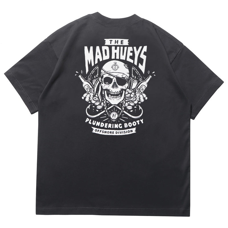 Mens T-shirt Vintage American-style Motorcycle-style skull print