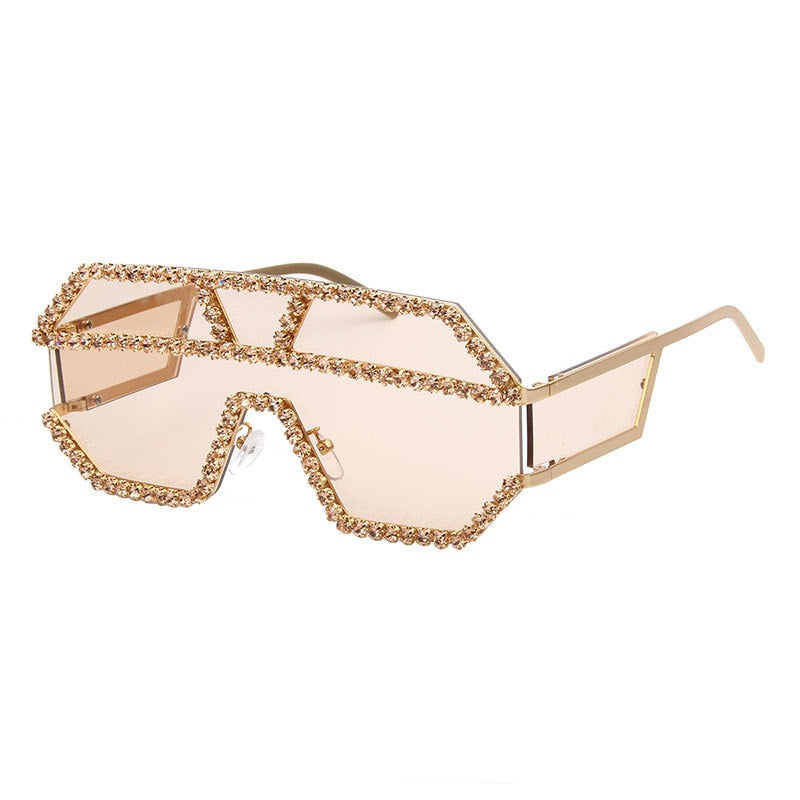 Trendy punk glasses one-piece rhinestones