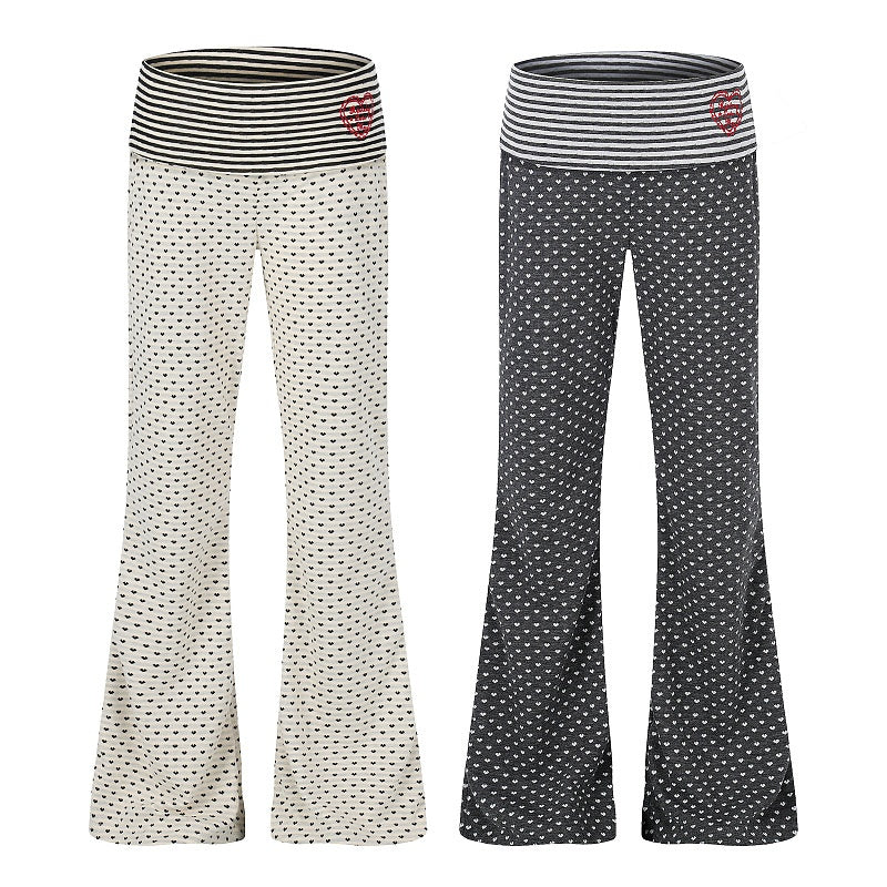 American-style streetwear harem pants Low Rise Dot Print Slim Flare Outfit