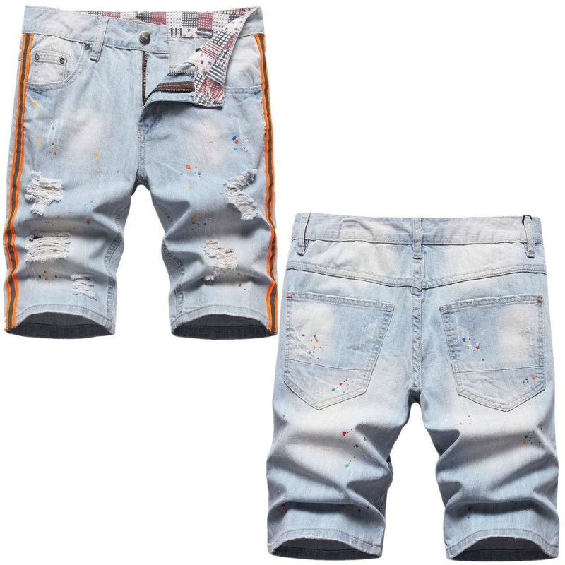 Denim shorts High-quality trendy casual pure cotton Non-stretch plus-size men's clothing