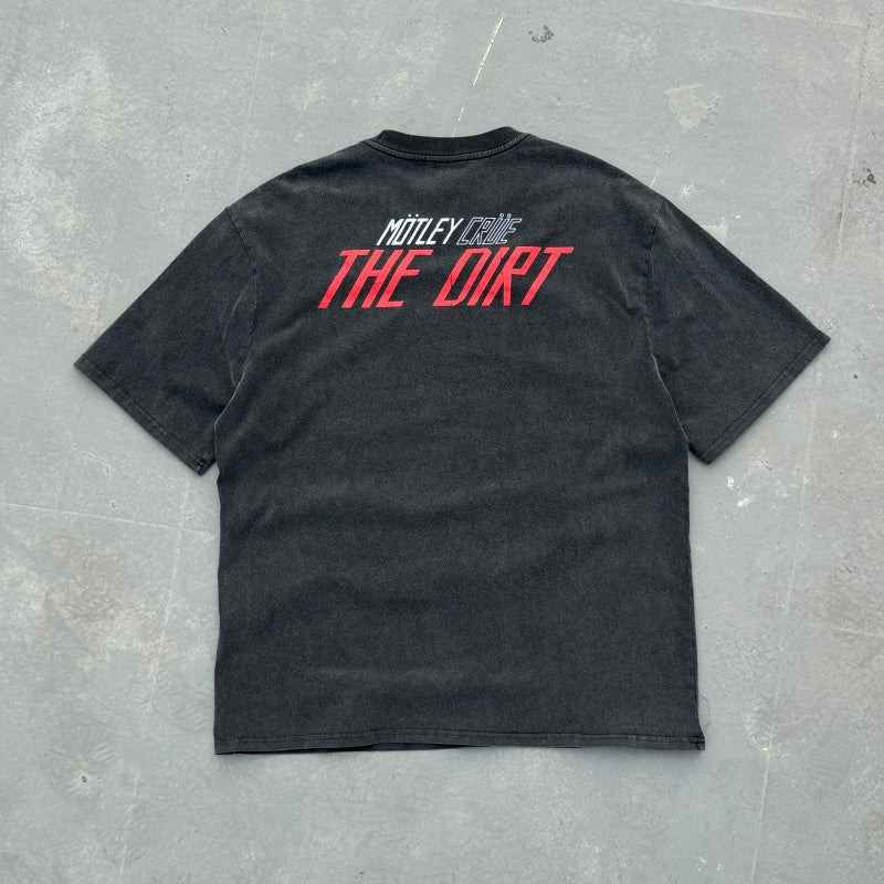 Unisex Vintage T Shirts Motley Crue THE DIRT Limited Edition T-Shirt. Features a heavyweight, enzyme-washed finish and custom heavyweight brushed fabric with a vintage feel. High-quality direct-to-garment (DTG) white ink printing for a premium look