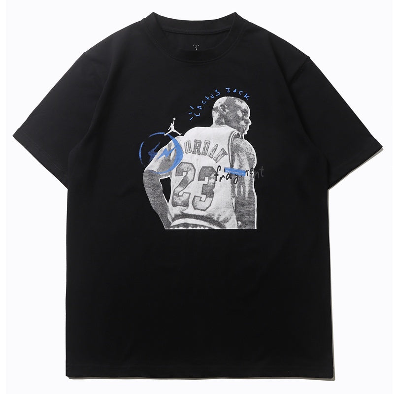 Mens T-shirt Vintage Cactus Jack x Air Jordan x Hiroshi Fujiwara Little Fragment Collaboration