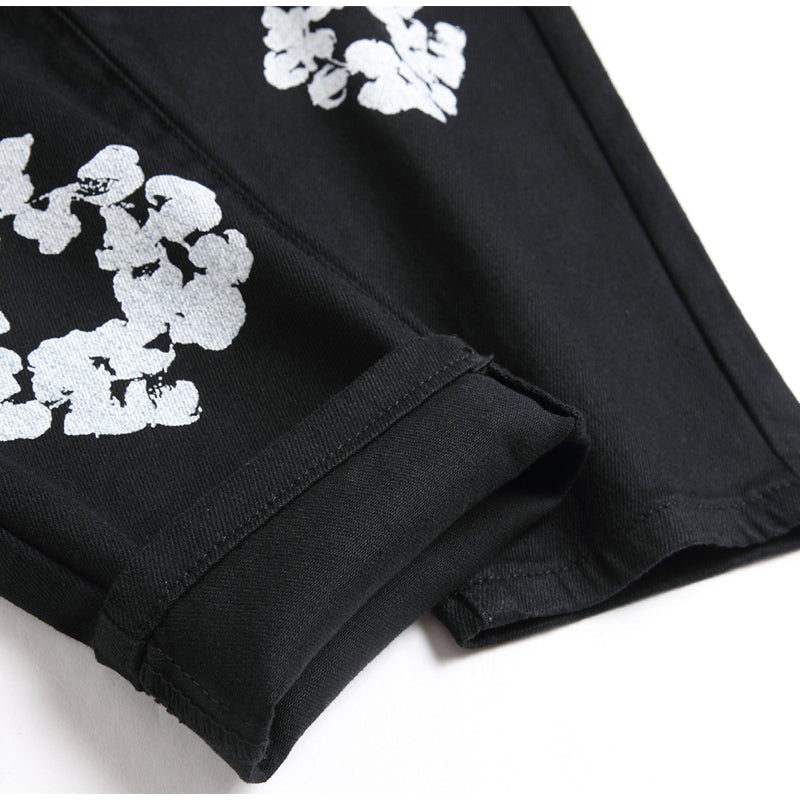 Mens Fashion Jeans White cotton flower 1322# Pure cotton high quality