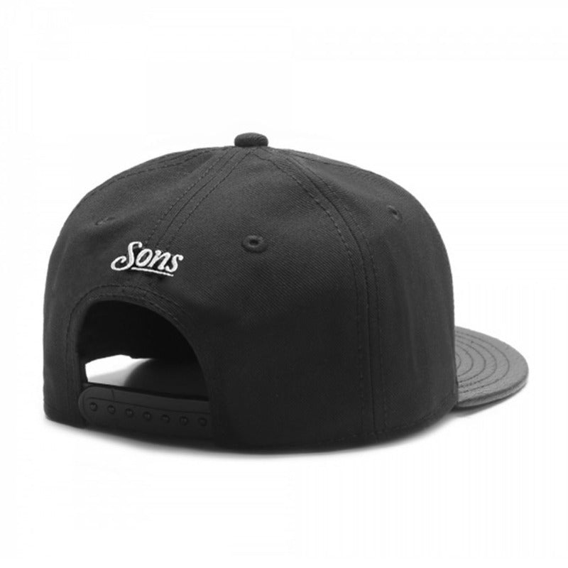 Trendy flat brimmed snapback hatsletterc leather