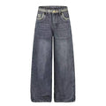 American-style streetwear harem pants Mixed Pattern Waistband Distressed Texture