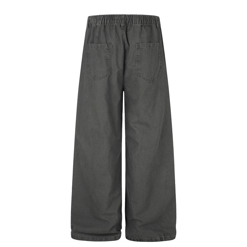 American-style streetwear harem pants Elasticated Waist Gathered Panel Washed Fabric