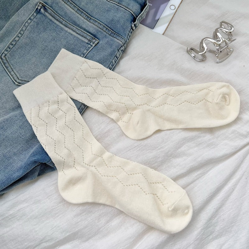 Men socks thin knee socks breathable cut out
