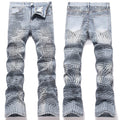 Mens Fashion Jeans Cross-line wide-leg pants 5718# Pure cotton high quality