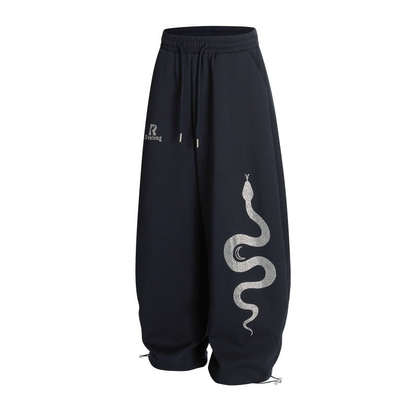 American-style streetwear harem pants Monochrome Tone Heavyweight Brushed Texture