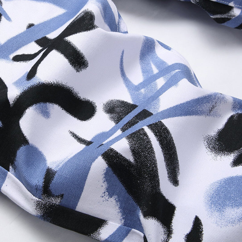 Mens Fashion Jeans Blue paintbrush graffiti 8837# Pure cotton high quality