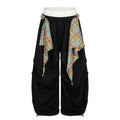American-style streetwear harem pants Contrast Plaid Bow Streetwear Slacks
