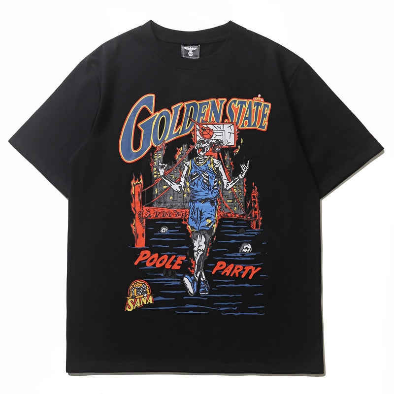 Mens T-shirt Basketball-themed Warriors Skull Man print