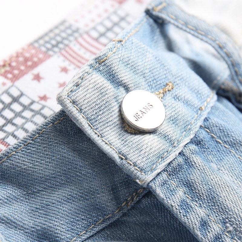 Denim shorts High-quality trendy casual pure cotton Non-stretch plus-size men's clothing