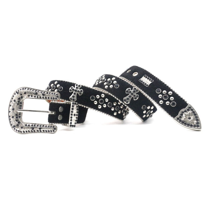 Hip-hop punk rhinestone belt horsehair y2k decoration