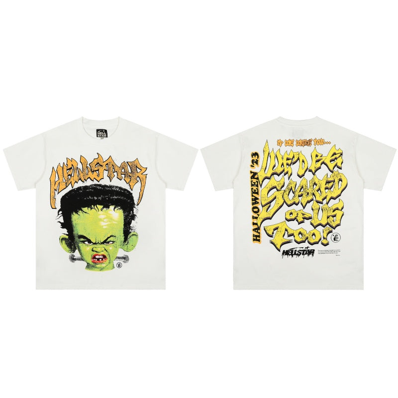 Vintage-style American T-shirt Neon Yellow Gothic Slanted Script Artwork
