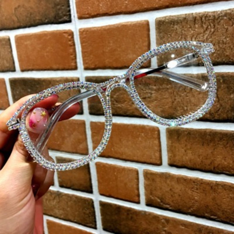 Trendy punk glasses diamond square retro