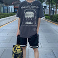Mens T-shirt Vintage American-style Fear of God FOG Psychedelic Portrait High-Quality Loose-Fit Drop-Shoulder Tee