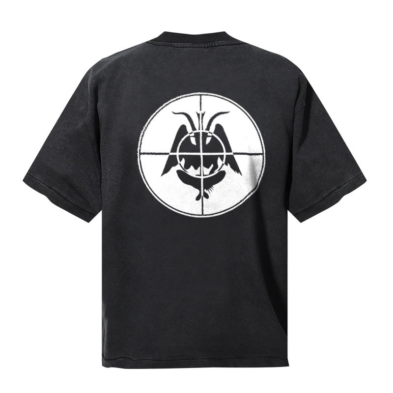 Saint Michael T Shirts Washed Black Varsity Saint Script Occult Circle Graphic