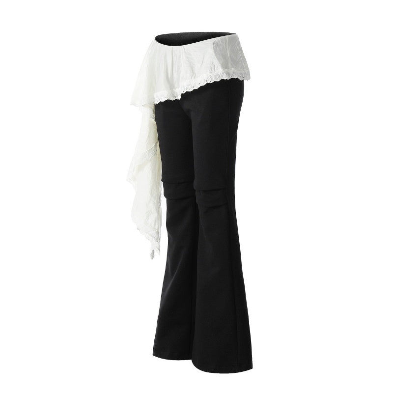 American-style streetwear harem pants Lace Ruffle Skirt Overlay Flare Pants