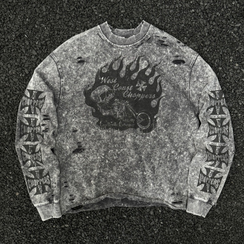 Unisex Vintage  sweatshirt West Coast CSFGANG Limited Edition Crewneck Sweatshirt â€?Heavyweight fabric with a washed, distressed finish and multiple hand-cut, distressed details.