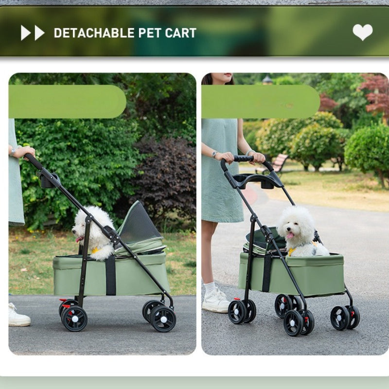 Pet Stroller 2026 Pet Cart Dog Cat Teddy Cart Going Out Small and Medium Dog Pull Cart Lightweight Foldable Foreign Trade