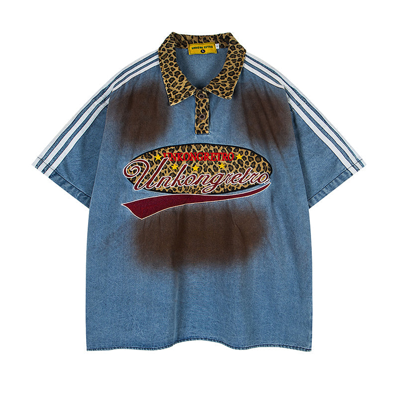 Unisex vintage T-shirt Polo shirt with a stand-up collar