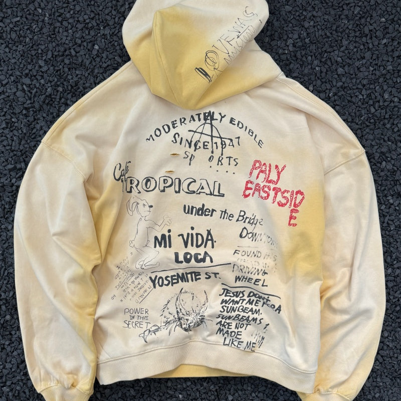 Unisex Vintage Hoodie PalyHollywood SS25 “EPDSâ€?Exclusive: Washed & Distressed Hoodie. Features multi-zone handcrafted distressing and a heavyweight Asut enzyme-milled wash finish.