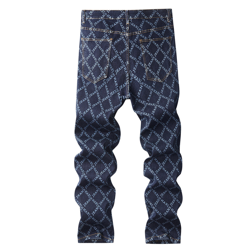 Denim Jacket & Jeans High-Street Trend Retro Casual Matching Monogram Typography Trucker Jacket and Slim-Fit Pants Outfit (jacket and jeans must be purchased separately.)