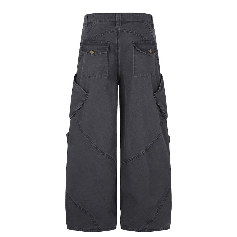 American-style streetwear harem pants Retro Heavy Fabric Multi Compartment
