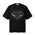RHUDE T Shirts Varsity‑Style Metallic Monogram Emblem Print