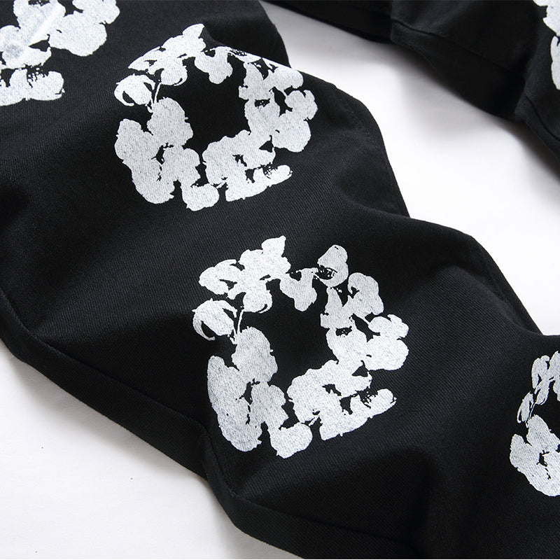Mens Fashion Jeans White cotton flower 1322# Pure cotton high quality