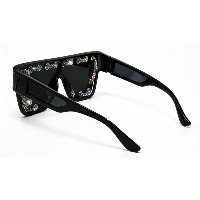 Trendy punk glasses sparkling diamond retro