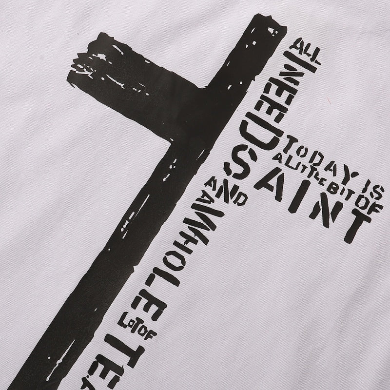 Saint Michael T Shirts Raw Sketch Style Saint Lettering Human Silhouette Tee Design