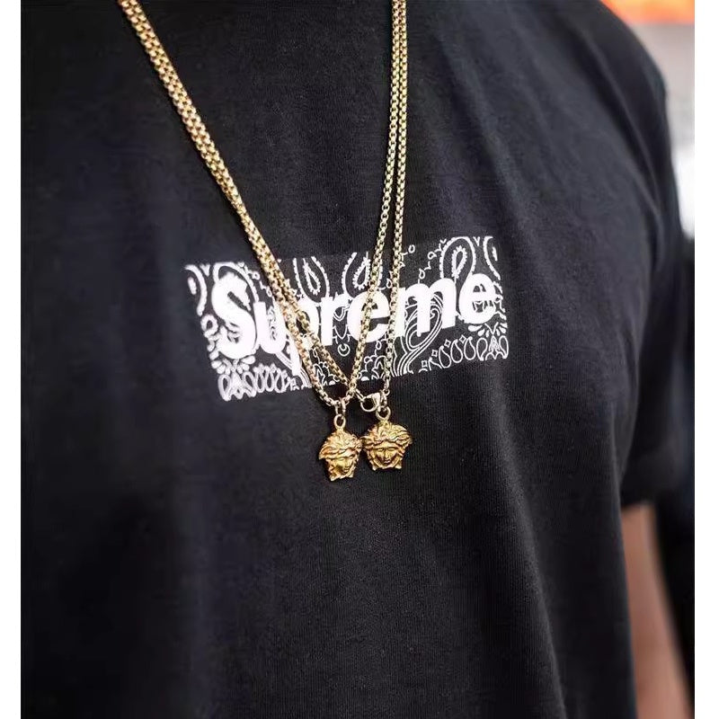 Mens T-shirt Vintage Streetwear brand Supreme paisley Box Logo print