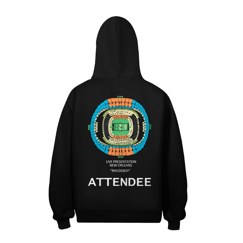 RHUDE Hoodie New Orleans Multi Badge Flag Graphic