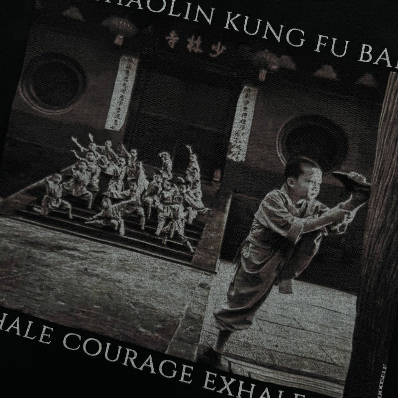 Unisex Vintage T Shirts Inhale courage, exhale fear â€?featuring Shaolin Kung Fu elements and a heavy-duty washed, distressed finish.