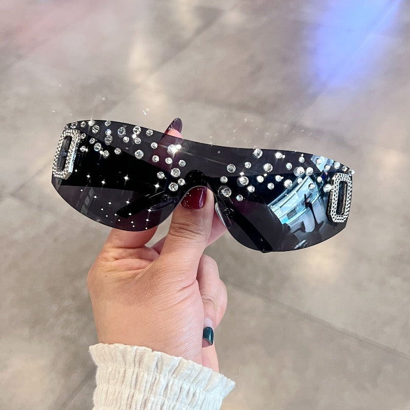 Trendy punk glasses retro diamond