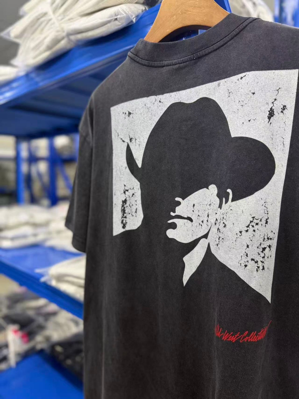 Vintage style washed summer wear T shirt Portrait 260G pure cotton high-quality streetwear
