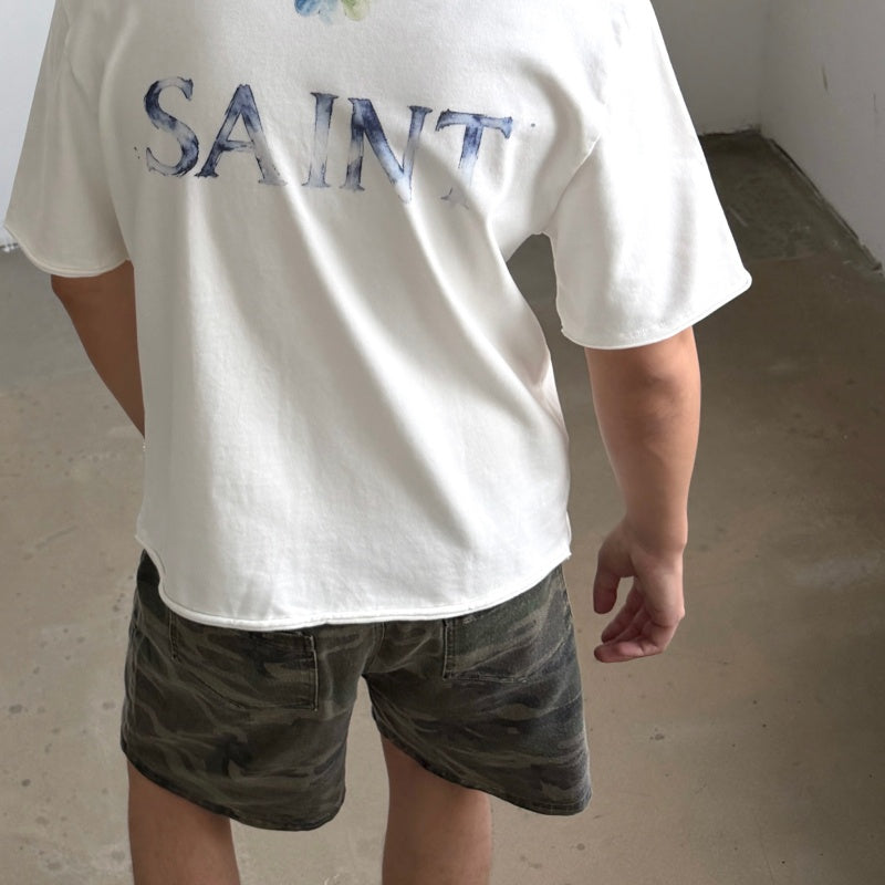 Unisex Vintage T Shirts SAINT MICHAEL × Takashi Murakami Collaboration: Statue of Liberty Oil Painting Graphic (Limited Edition). Features heavyweight 320g fabric (retaining its weight after washing) and authentic vintage construction with single-s